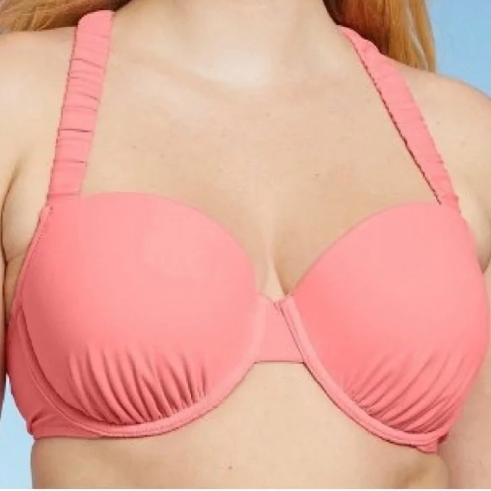 Shade & Shore Pink Lightly Lined with Lift Halter Style Underwire 36C Sw…